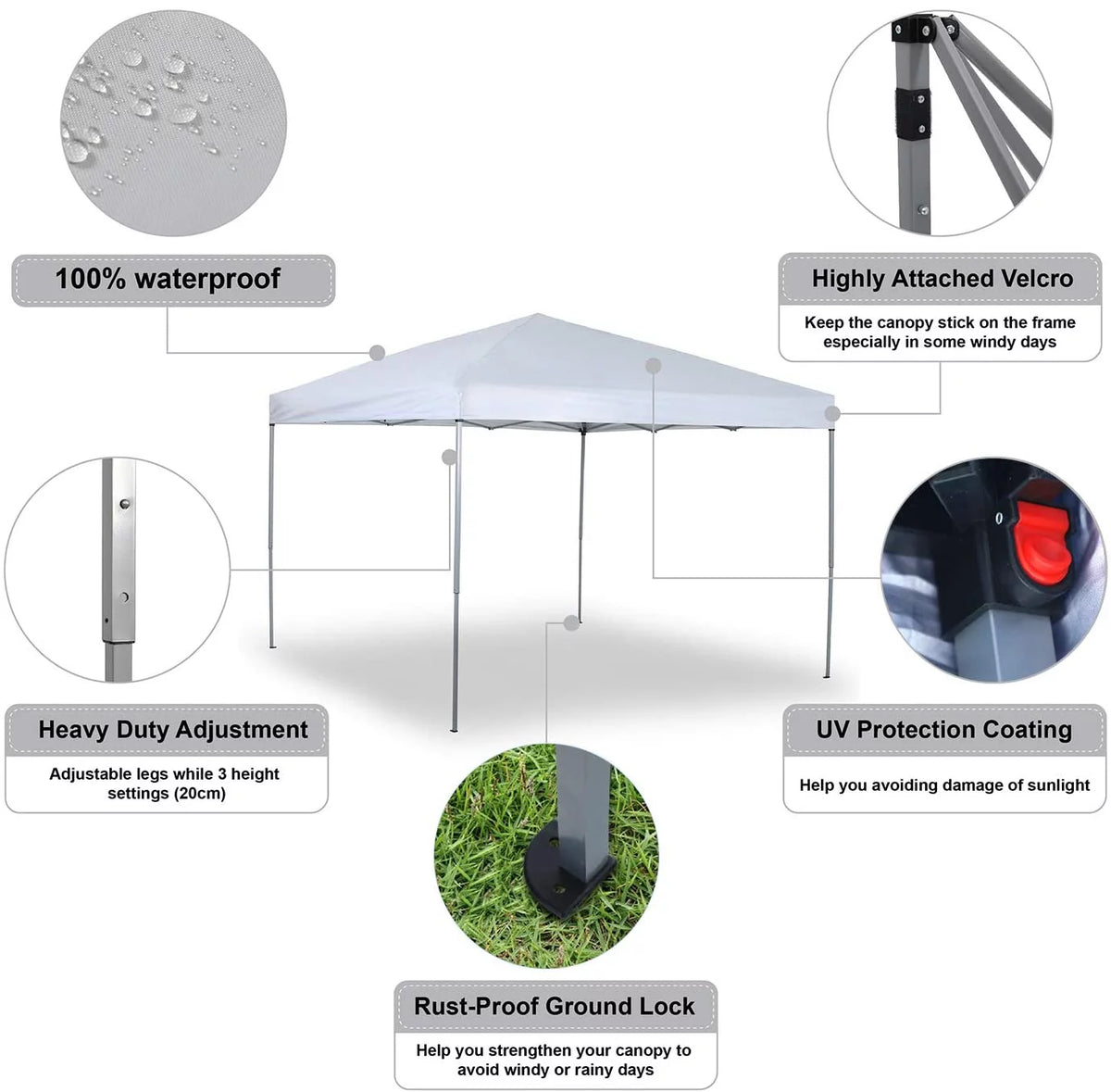 White Pop-up Canopy Tent with Bag H5096
