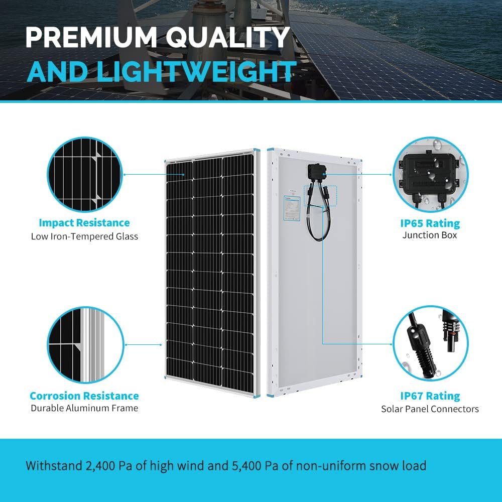 200 Watts 12 Volts Monocrystalline Solar Panel Kit with 30A PWM Charge Controller K671