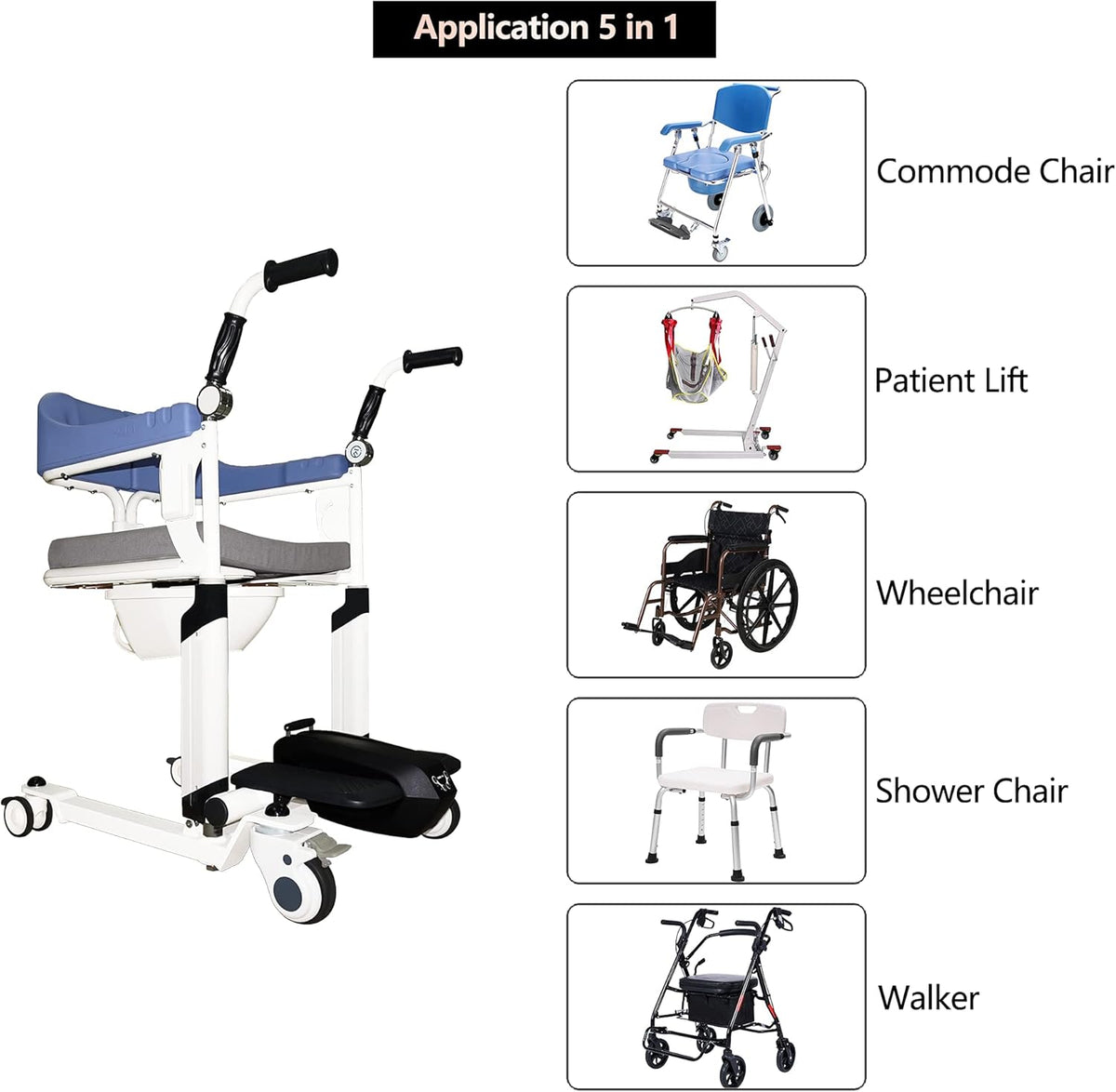Electric Lift Shower Chair with Wheels and Split Seat T86260