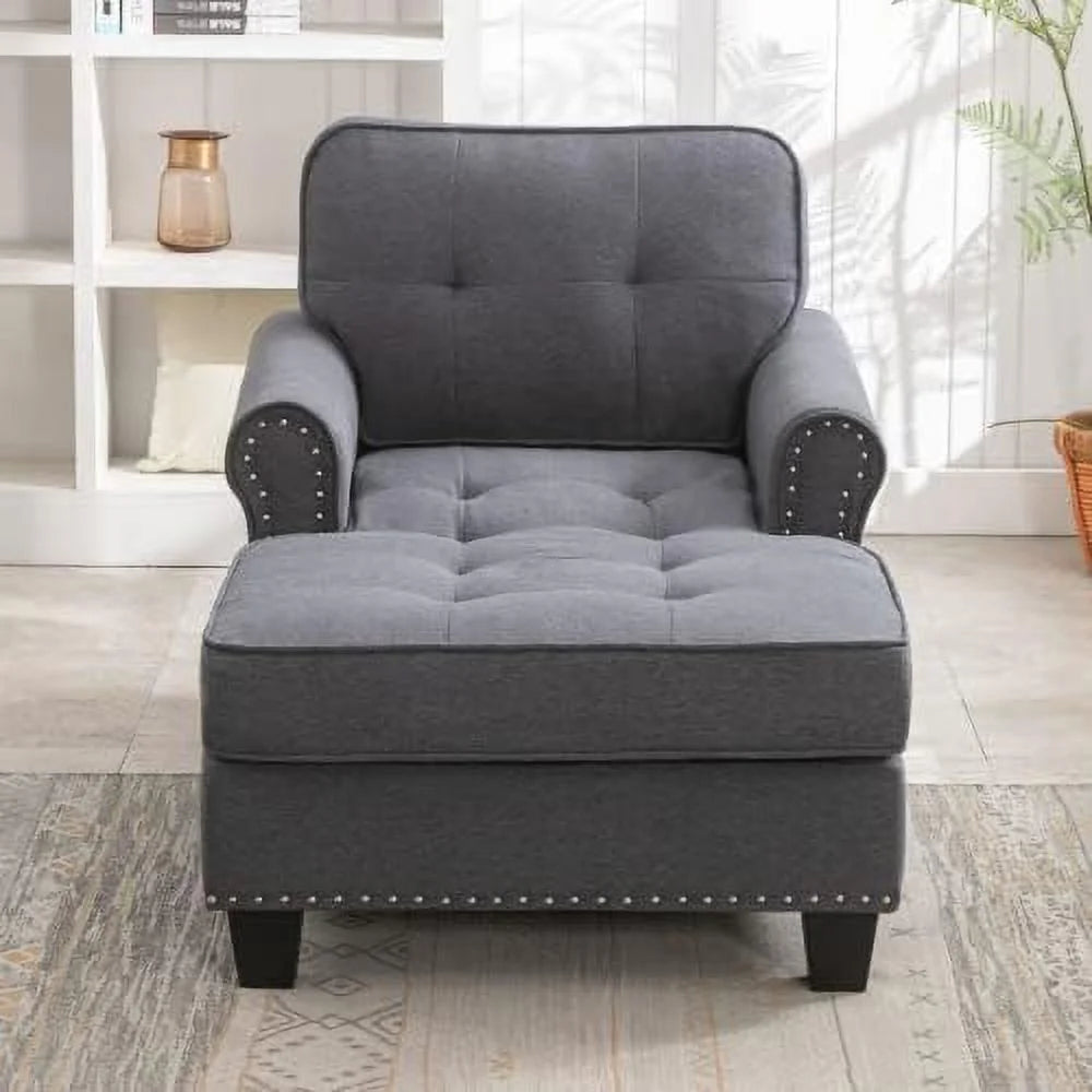 Linen Tufted Chaise Lounge Sofa Bed T756