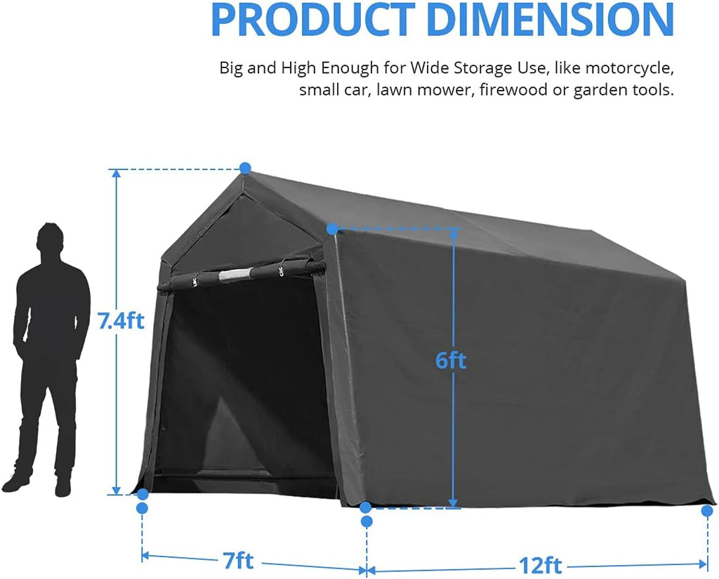 7x12 ft Portable Storage Shelter with 2 Roll up Doors X276