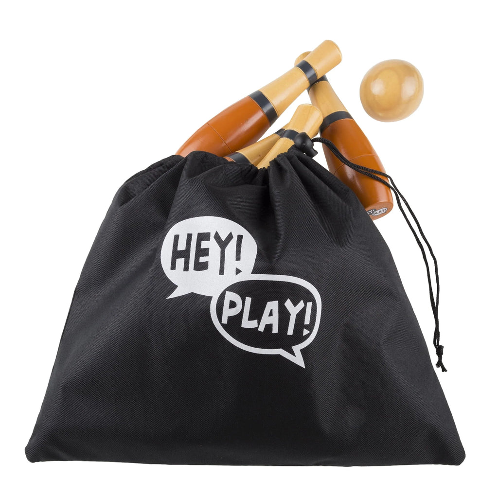 Wood Bowling Set with 2 Balls and Carry Bag F64726