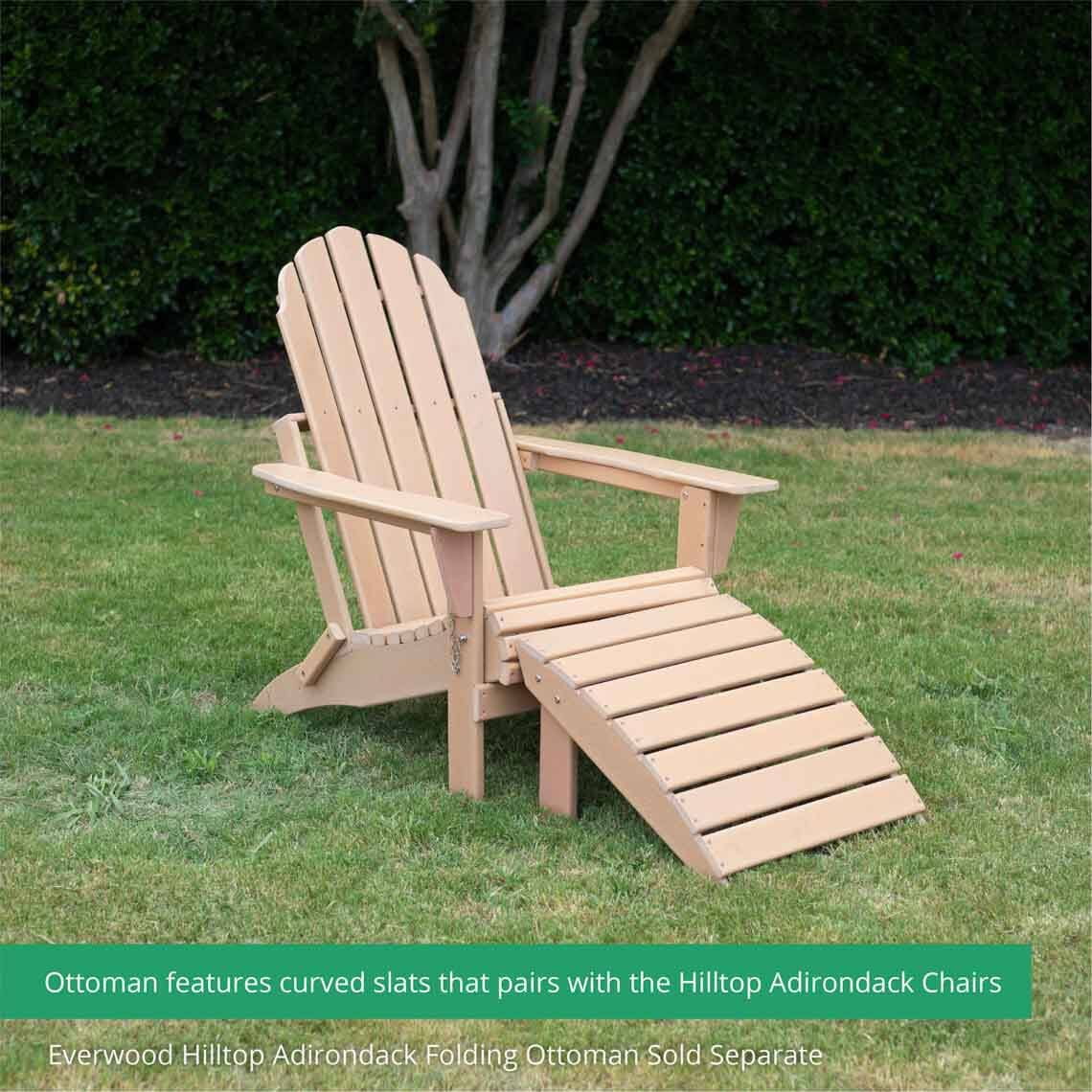 Latte Weatherwood Poly Adirondack Folding Chair W506963
