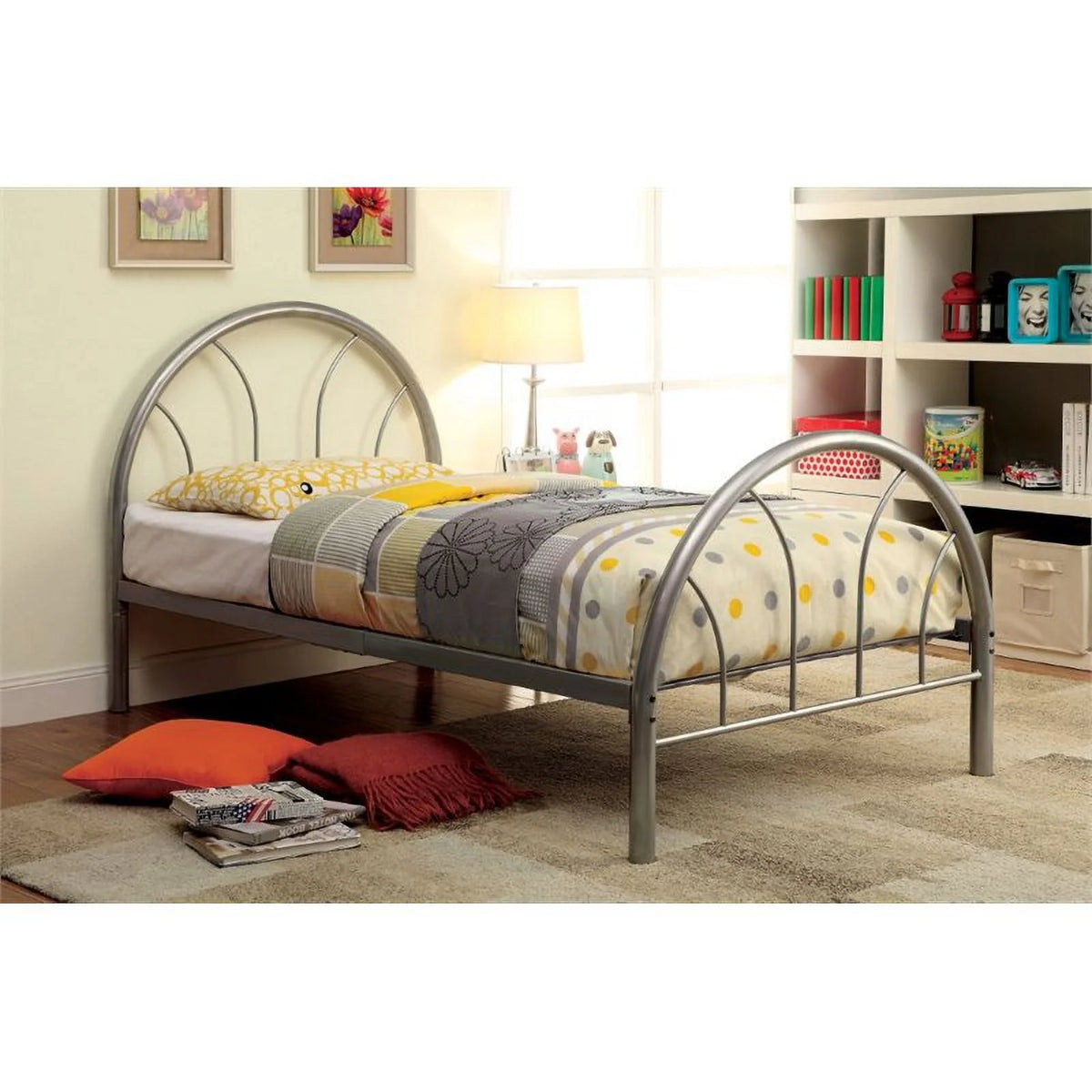 Silver Contemporary Metal Platform Full Bed E71904