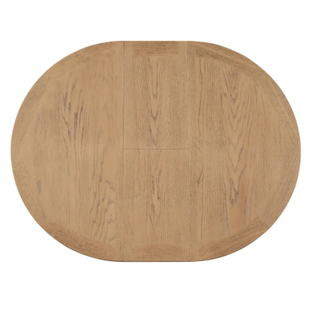 Extendable Dining Table with 12" Leaf Oak Natural Wood Off White B8179