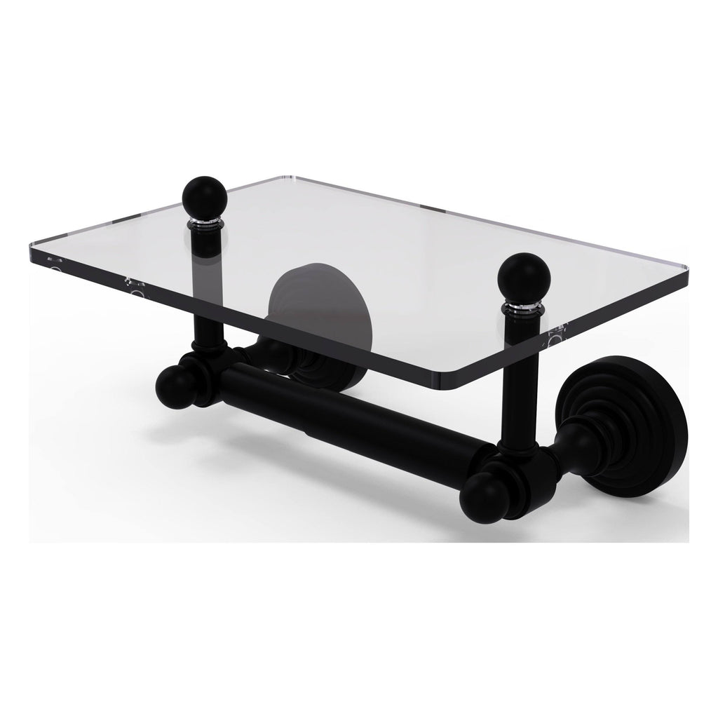 Black Matte Toilet Tissue Holder with Glass Shelf X300086