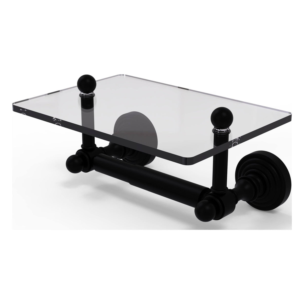 Black Matte Toilet Tissue Holder with Glass Shelf X300086