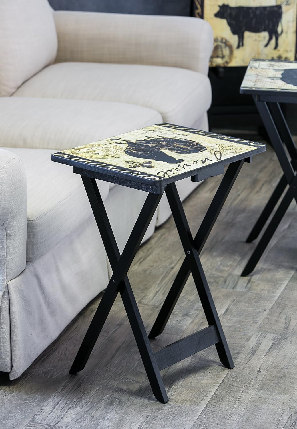 Farmhouse TV Trays with Stand, Set of 4 Q883516
