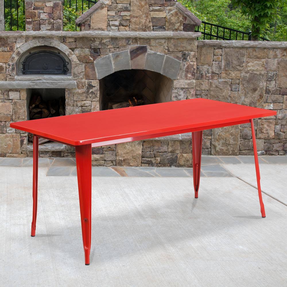 Red Rectangle Metal Outdoor Bistro Table B997