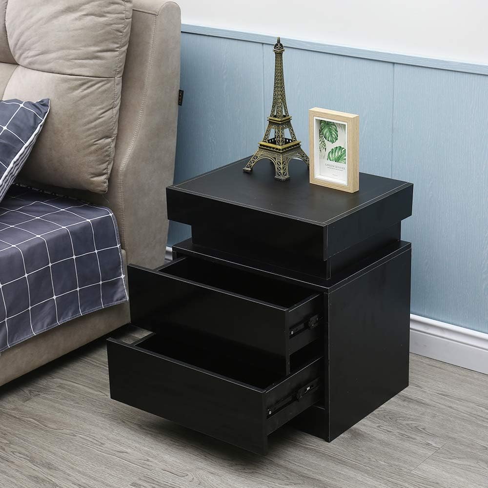 White 2 Drawer Wood Nightstand Y328