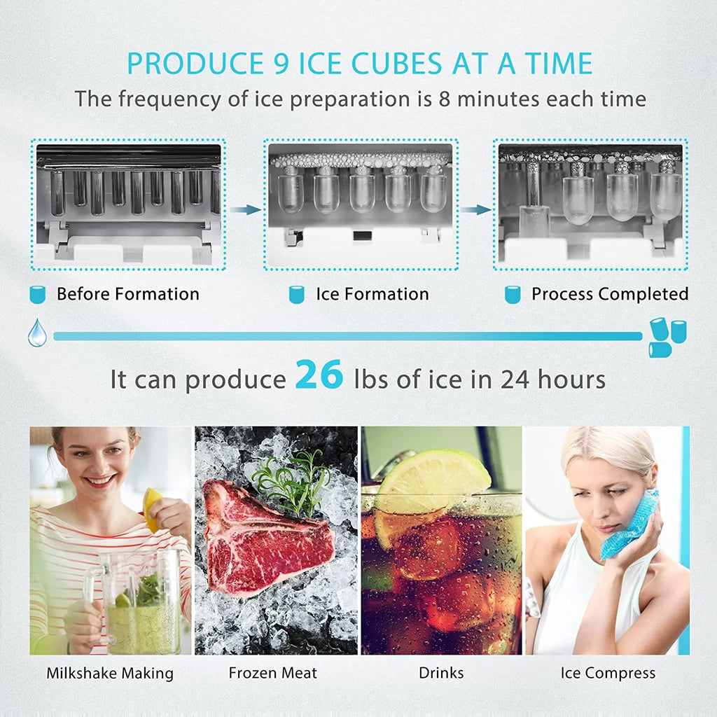 Black Countertop Ice Maker with Ice Scoop X301