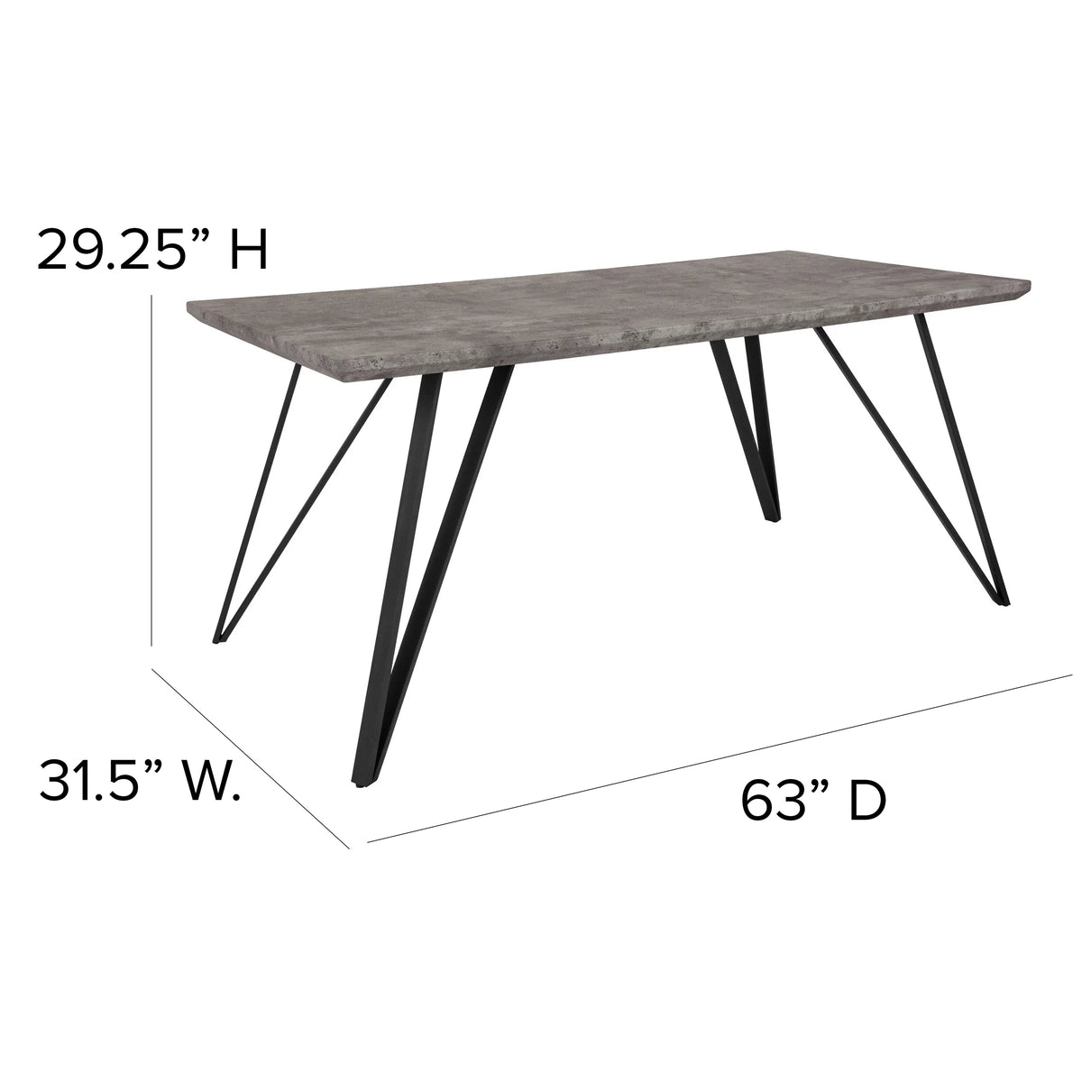 Rectangular Dining Table Faux Concrete Finish N194764