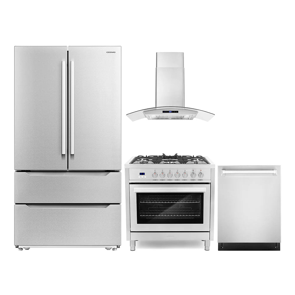 36 Dual Fuel Range, Wall Mount Range Hood, Refrigerator with Ice Maker and Dishwasher I3332