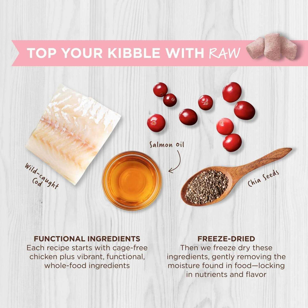 Freeze-Dried Raw Grain-Free Skin & Coat Cat Food Topper A3635