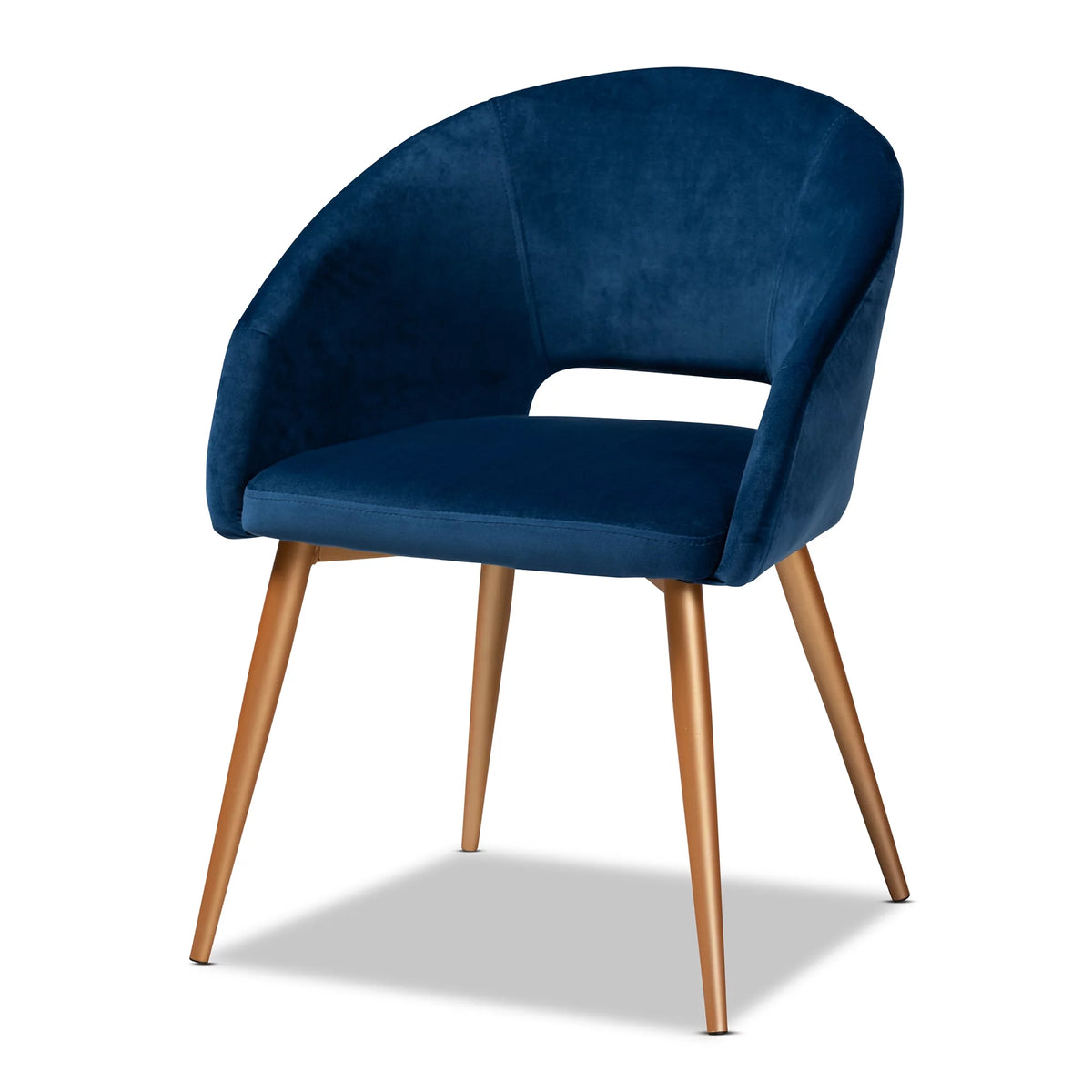 Navy Blue Velvet Upholstered Dining Chair Y34344