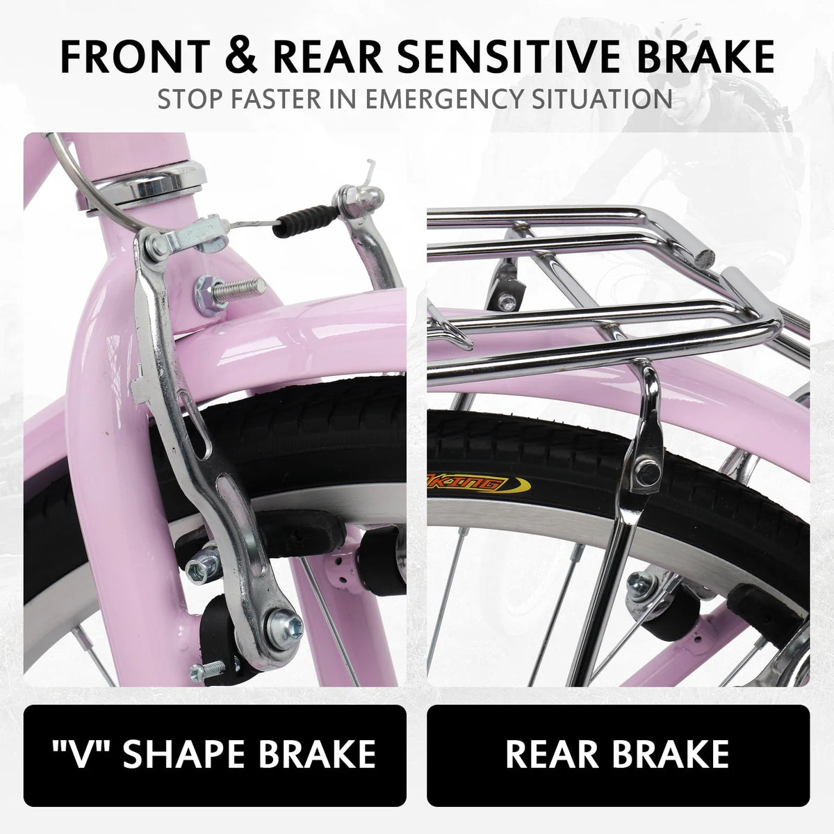 26 inch Commuter Bicycle with 7-speed, Baskets, Pink J14383