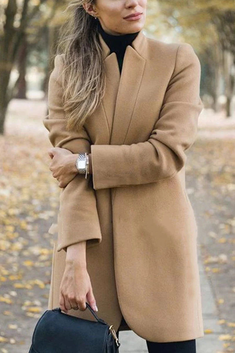 Solid Mandarin Collar Cardigan G35556