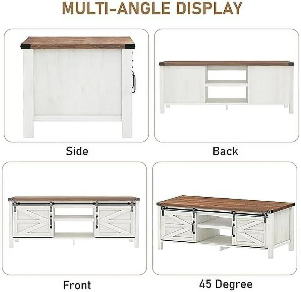 Farmhouse Coffee Table with Sliding Barn Doors V766