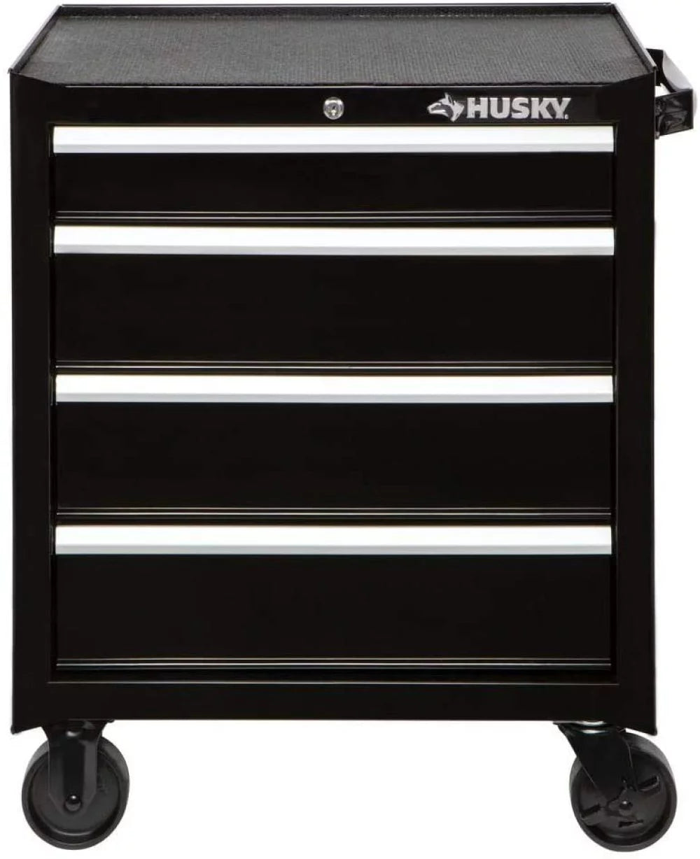 26 in. 4-Drawer Rolling Tool Cabinet in Gloss Black J524