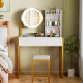White Vanity Desk with Mirror and Lights M9604