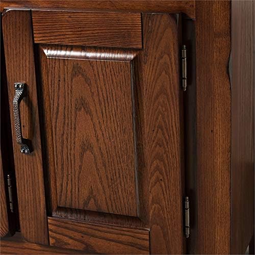 Solid Wood Corner TV Stand with Glass Storage E424869