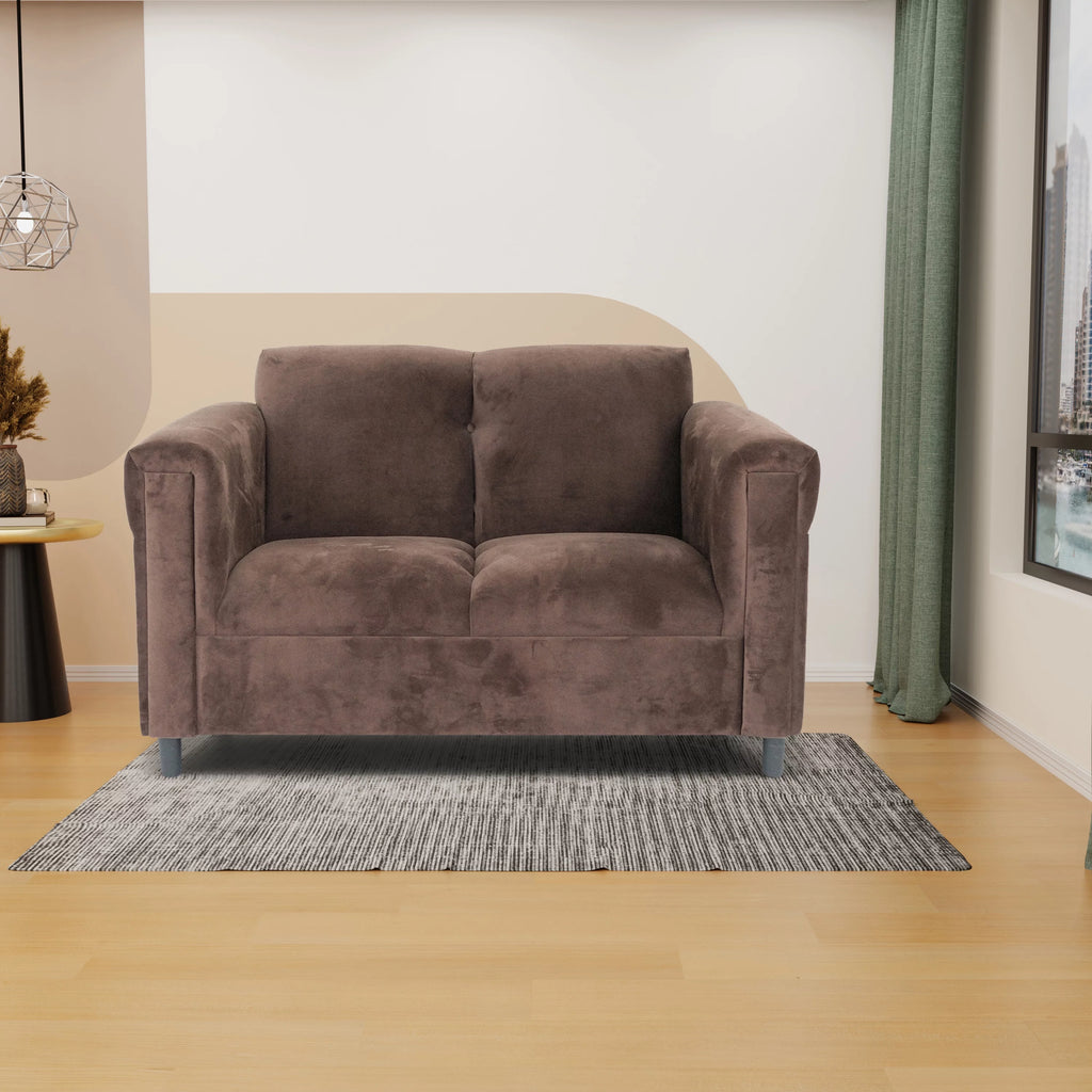 Dark Brown Suede Loveseat Sofa with Solid Wood Frame G73168