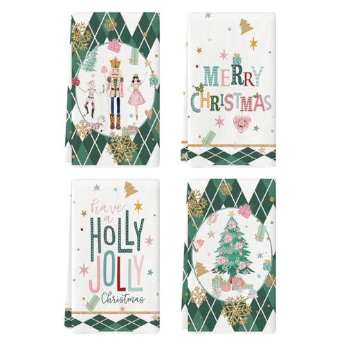 Pink Christmas Kitchen Towels Set of 4 F91711