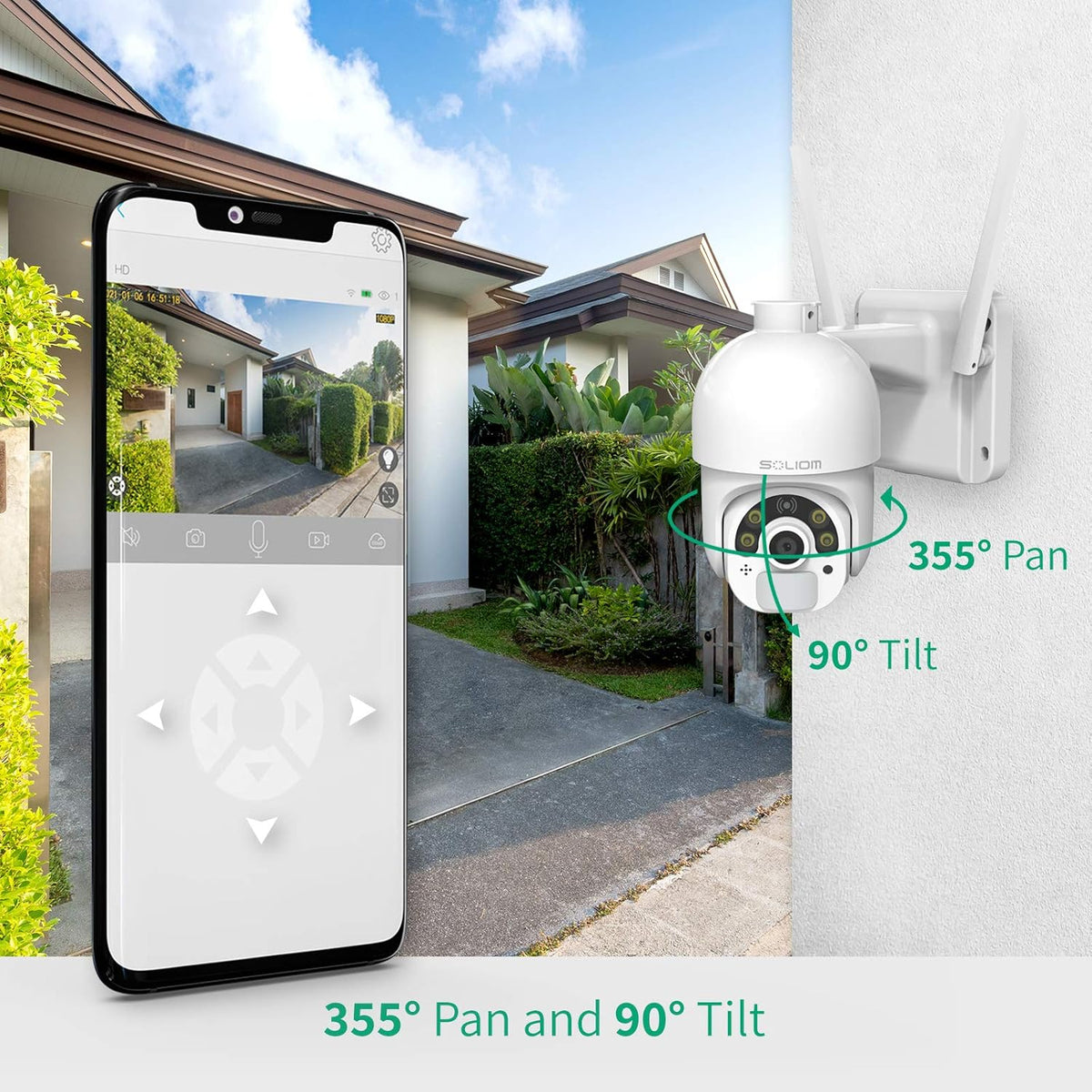 Battery Powered Wireless Security Camera Outdoor 355° 2.4G WiFi M553750