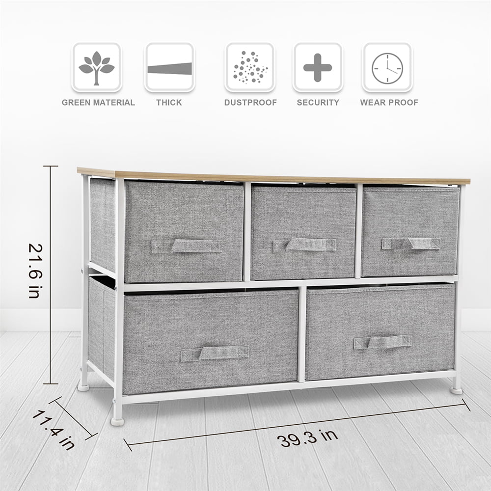 Light Grey 5 Drawer Fabric Dresser R584650