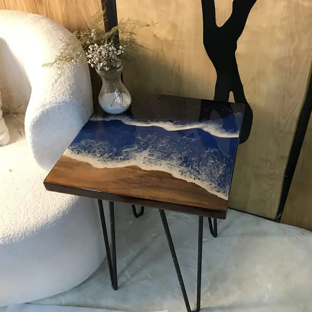 Natural Edge Epoxy Resin Wood Coffee Table Hairpin Legs Y578480