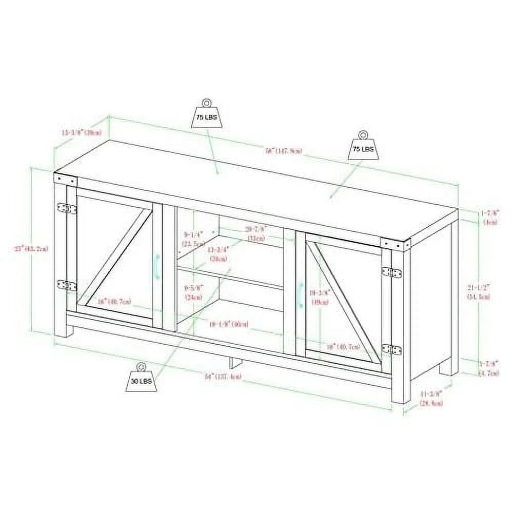Rustic Wood TV Stand Up To 65" Brushed White Oak E11076