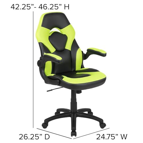 High-Back Blue/Black Gaming Chair with Flip-Up Arms D7123
