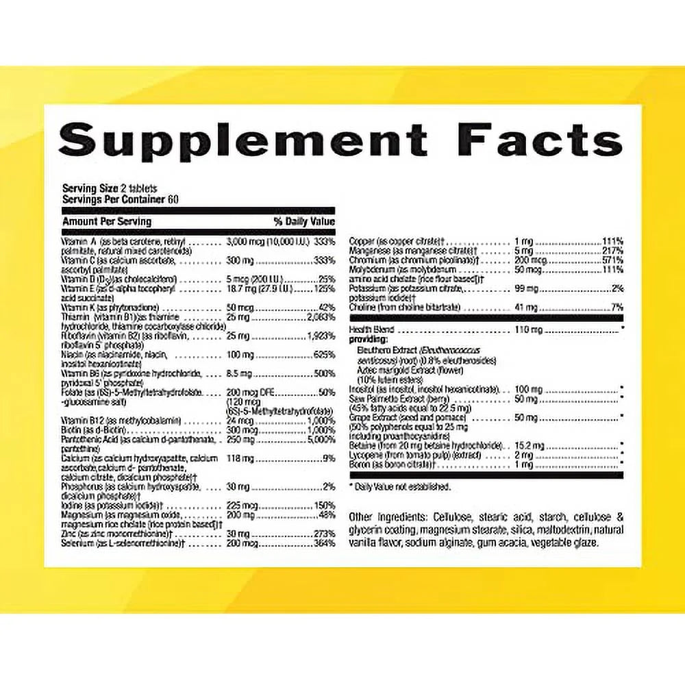 Multivitamin & Mineral Complex Vegetarian Tablets 120 Count Y12879