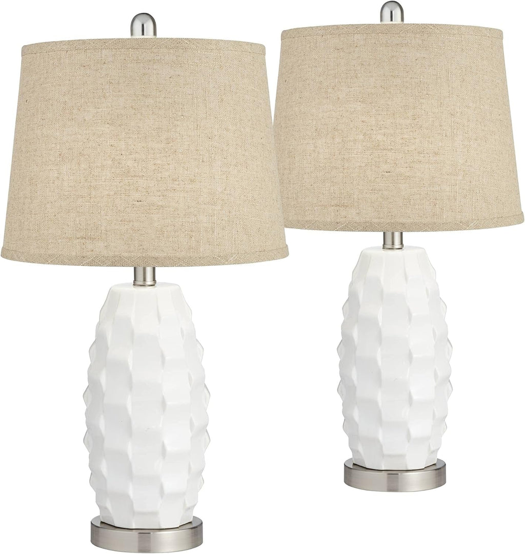 White Ceramic Table Lamps Set of 2 O652