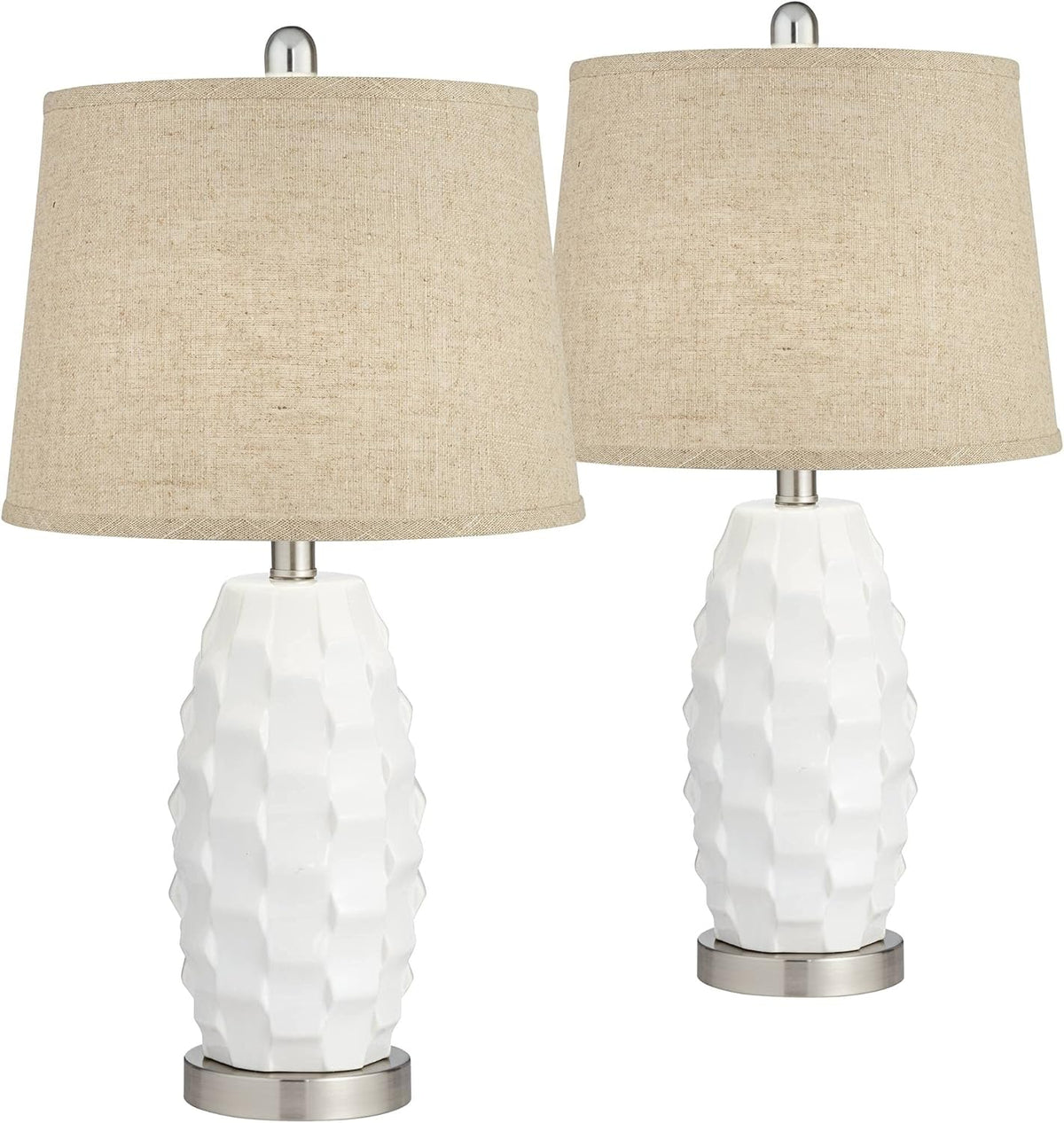 White Ceramic Table Lamps Set of 2 O652