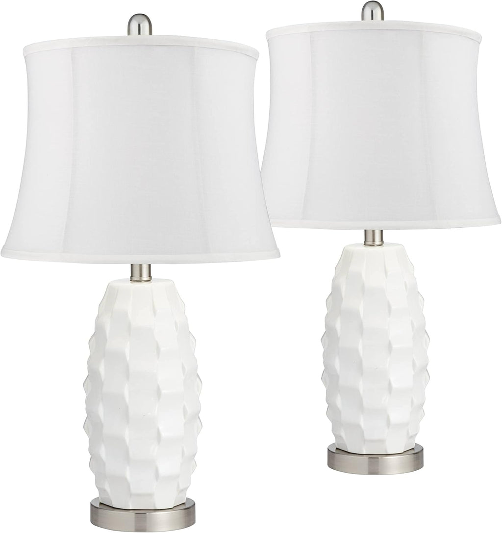 White Ceramic Table Lamps Set of 2 O652