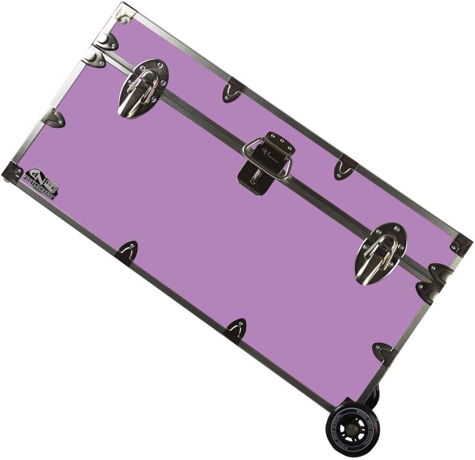 Lockable Trunk Footlocker with Wheels Large 32 x 18 x 16.5 Inches Purple I217920