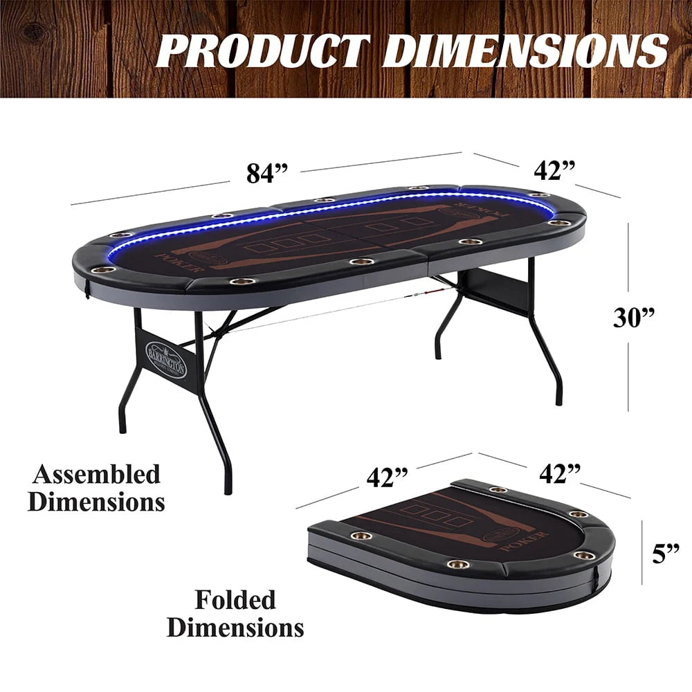 10-Player Poker Table with LED Lights W3478