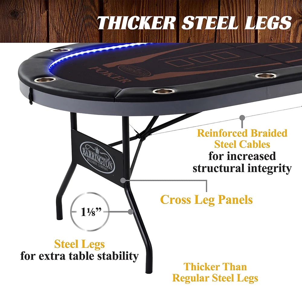 10-Player Poker Table with LED Lights W3478