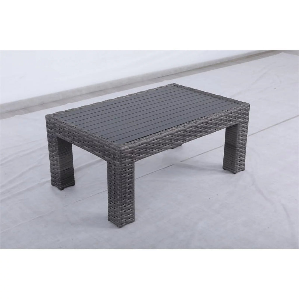 Wicker Rattan Patio Coffee Table with Glass Top O616