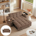 White Corduroy Sleeper Chair Bed with USB Port E473