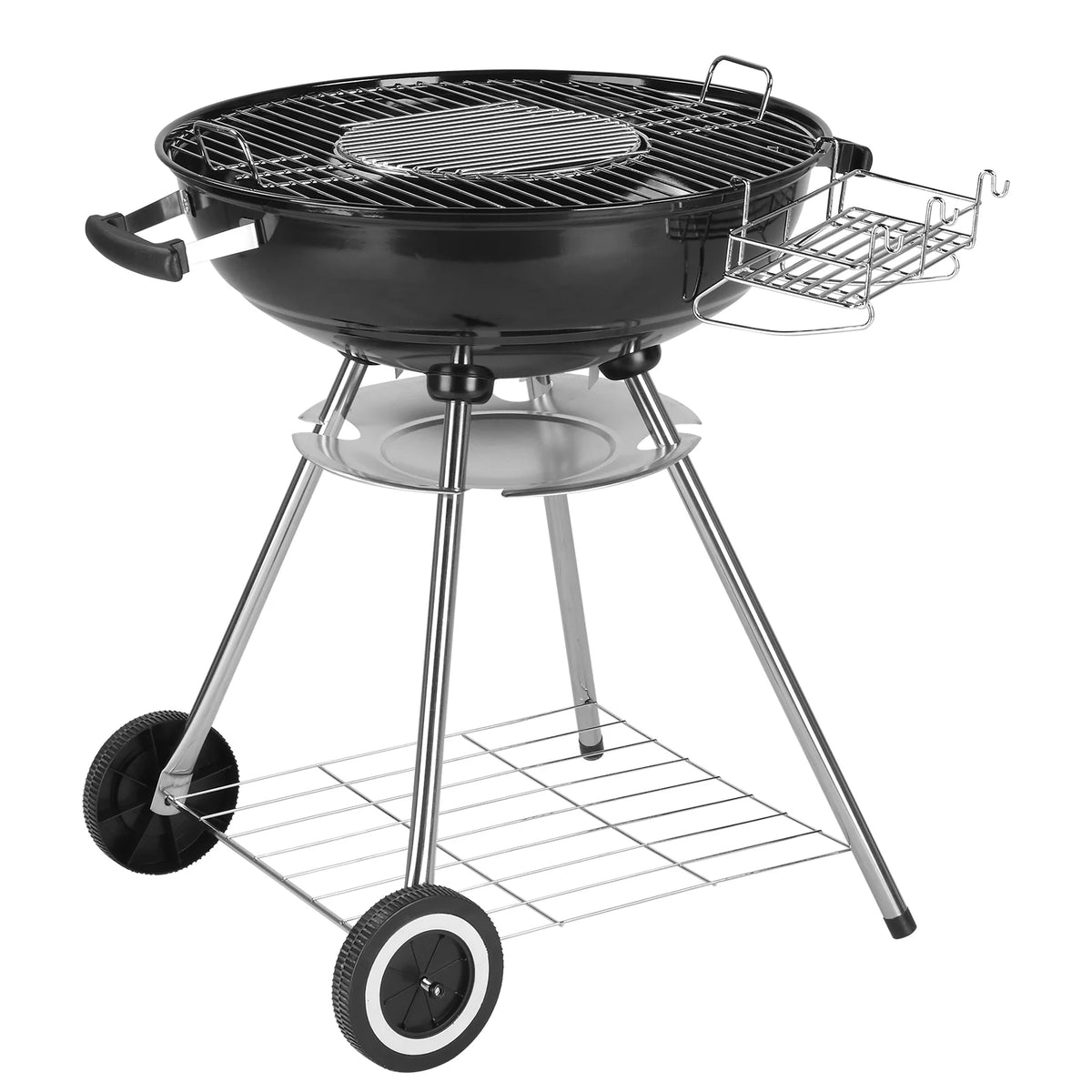 Charcoal BBQ Grill with Wheels and Storage Holder, 28 Inch K771