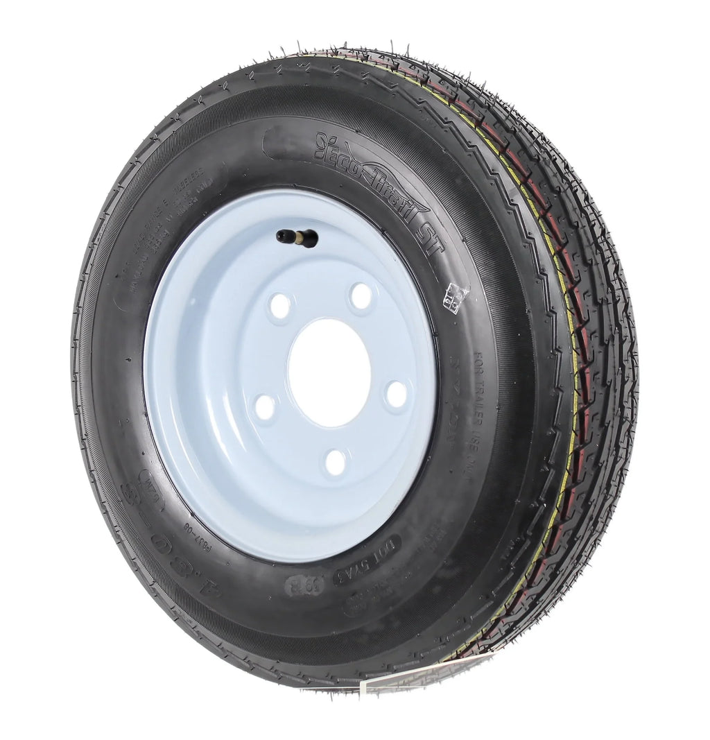 Two Trailer Tires On Rims 4.80-8 5 Lug White H514