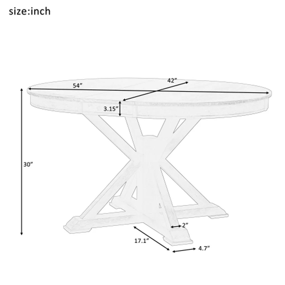Extendable Dining Table with 12" Leaf Oak Natural Wood Off White B8179