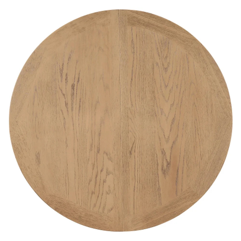 Extendable Dining Table with 12" Leaf Oak Natural Wood Off White B8179