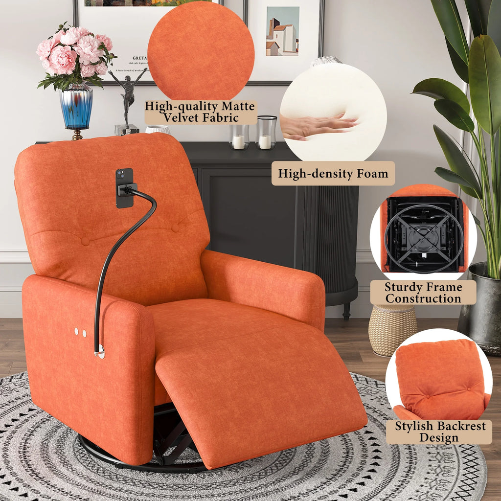 Orange 270 Degree Swivel Electric Recliner Sofa D88227