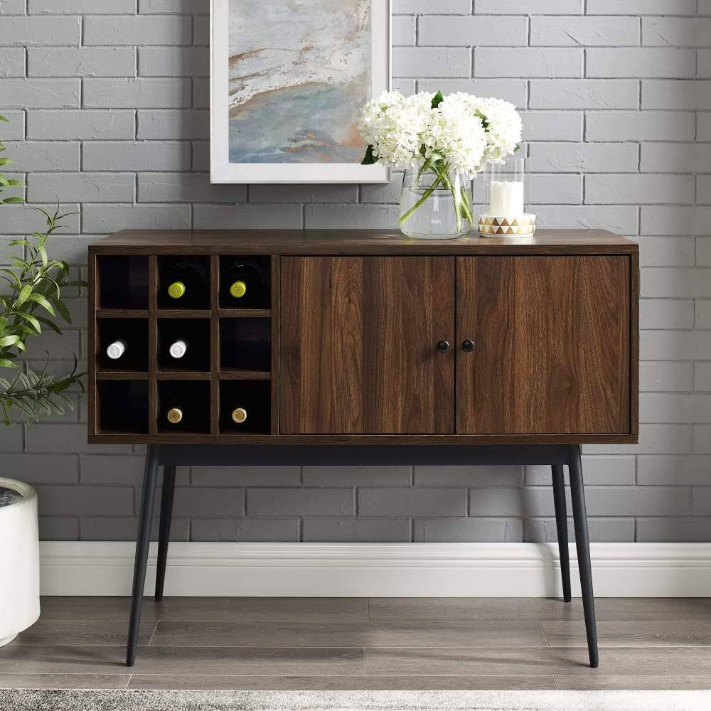 42 in. Slate Grey 2 Door Bar Cabinet with Bottle Storage R478