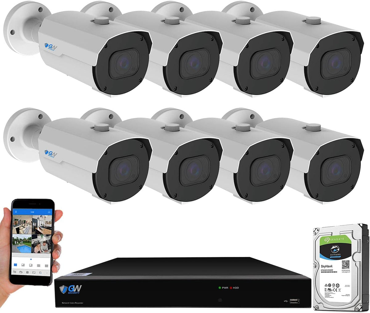 4K 8MP PoE Security Camera System with 5X Optical Zoom P737991