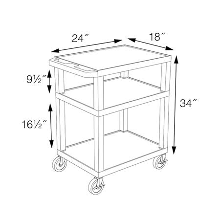3-Shelf Plastic Utility Cart A3061