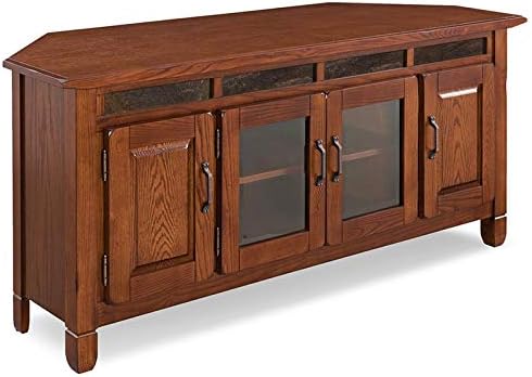 Solid Wood Corner TV Stand with Glass Storage E424869